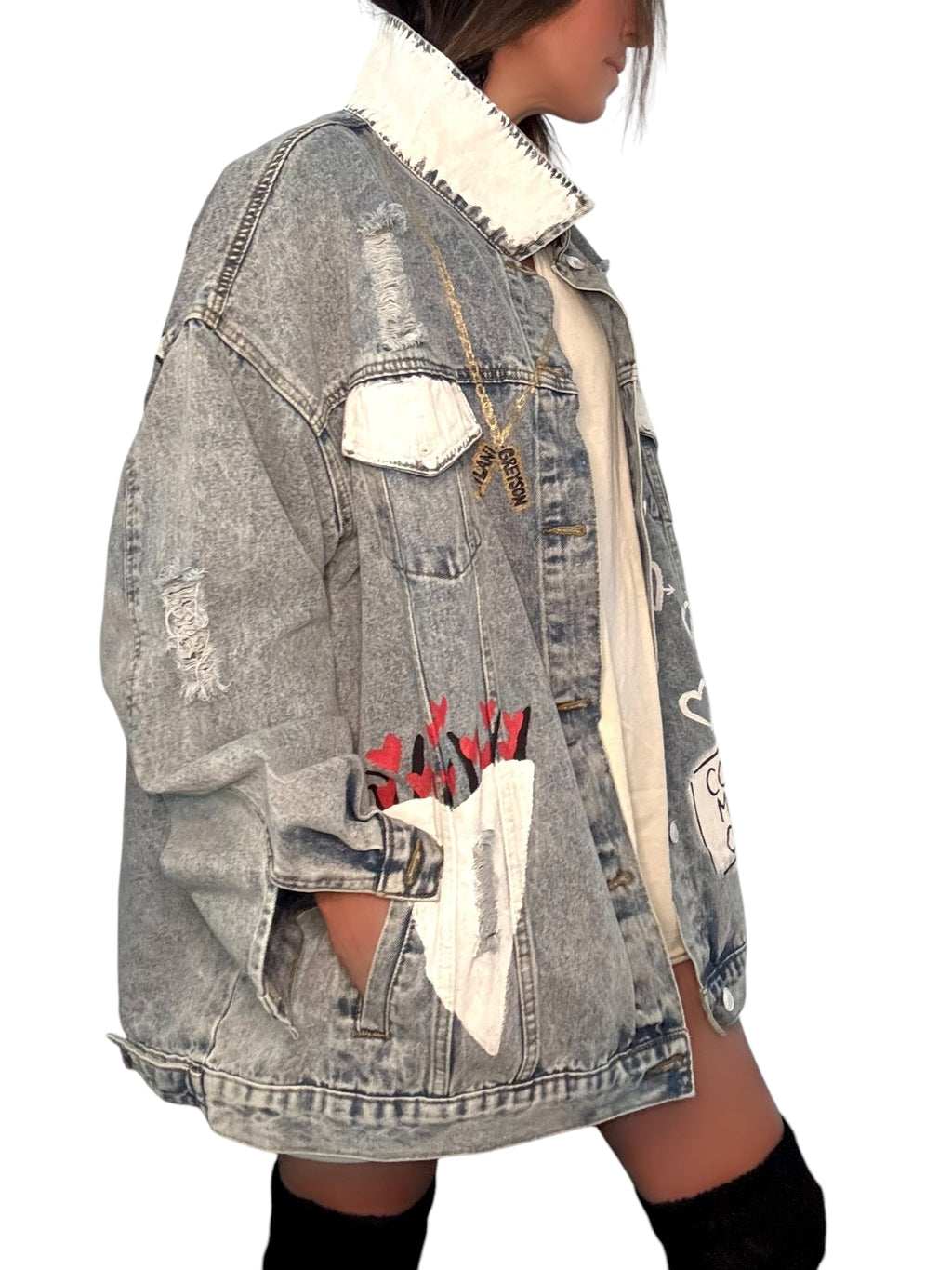 'Queen Mom' Painted Denim Jacket