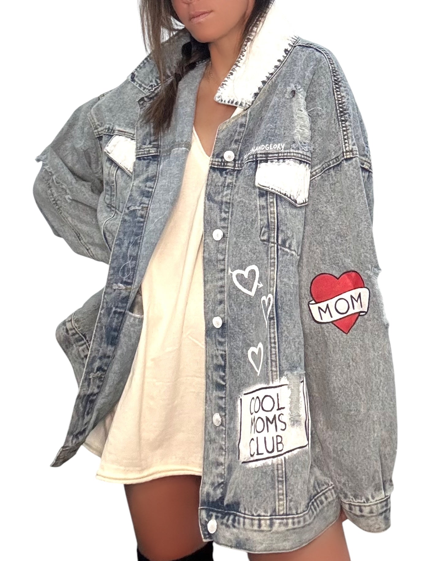 'Queen Mom' Painted Denim Jacket