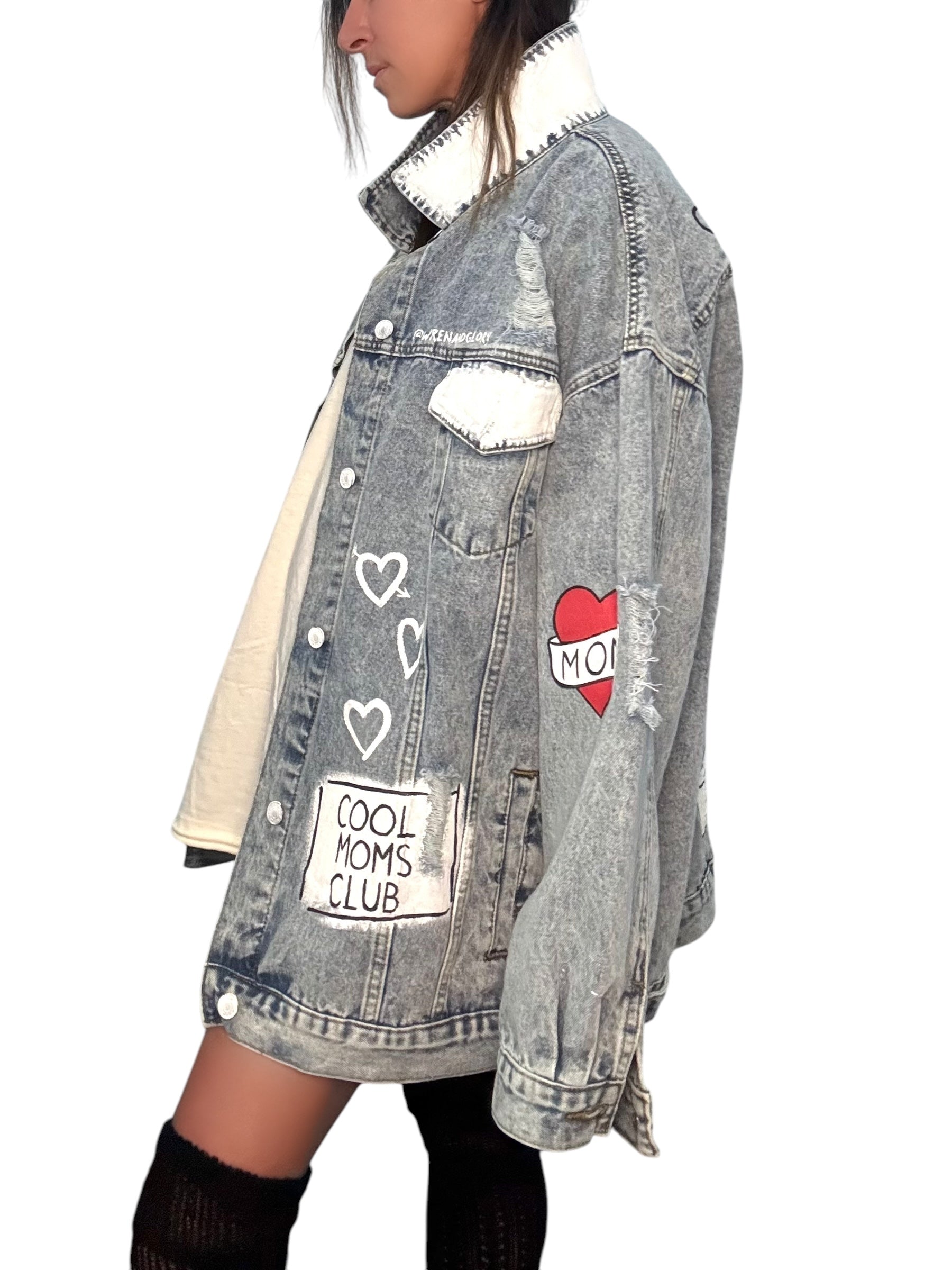 'Queen Mom' Painted Denim Jacket