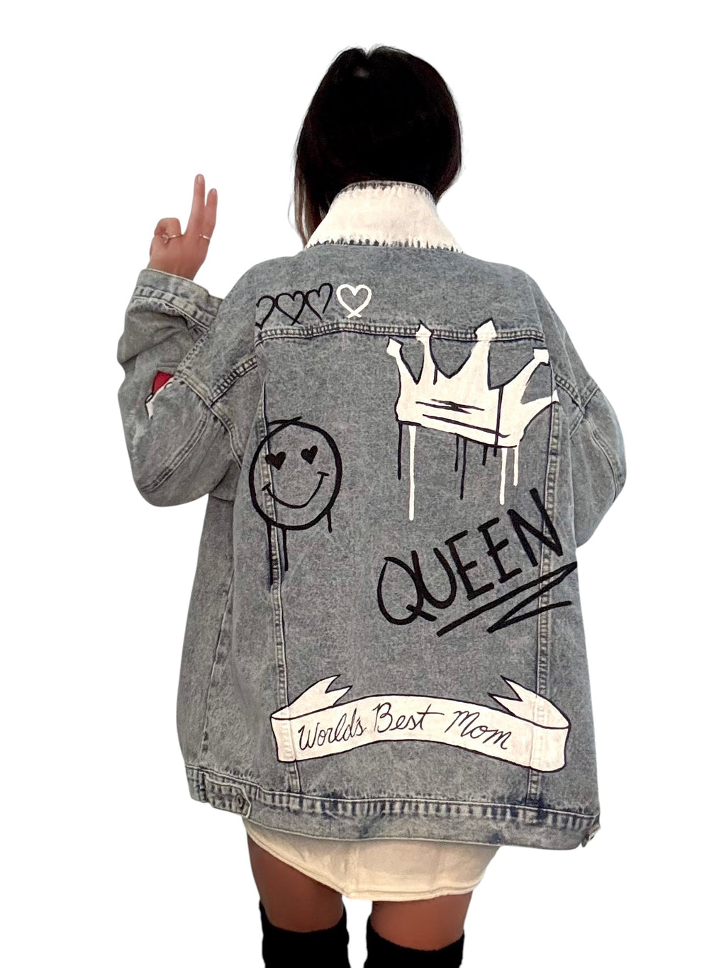 'Queen Mom' Painted Denim Jacket