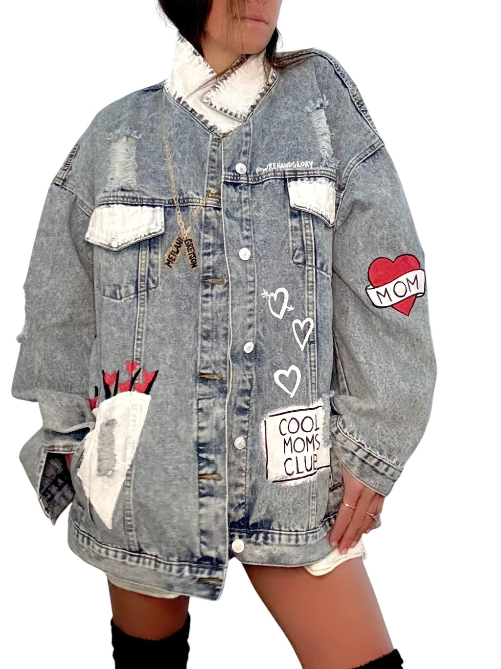 'Queen Mom' Painted Denim Jacket