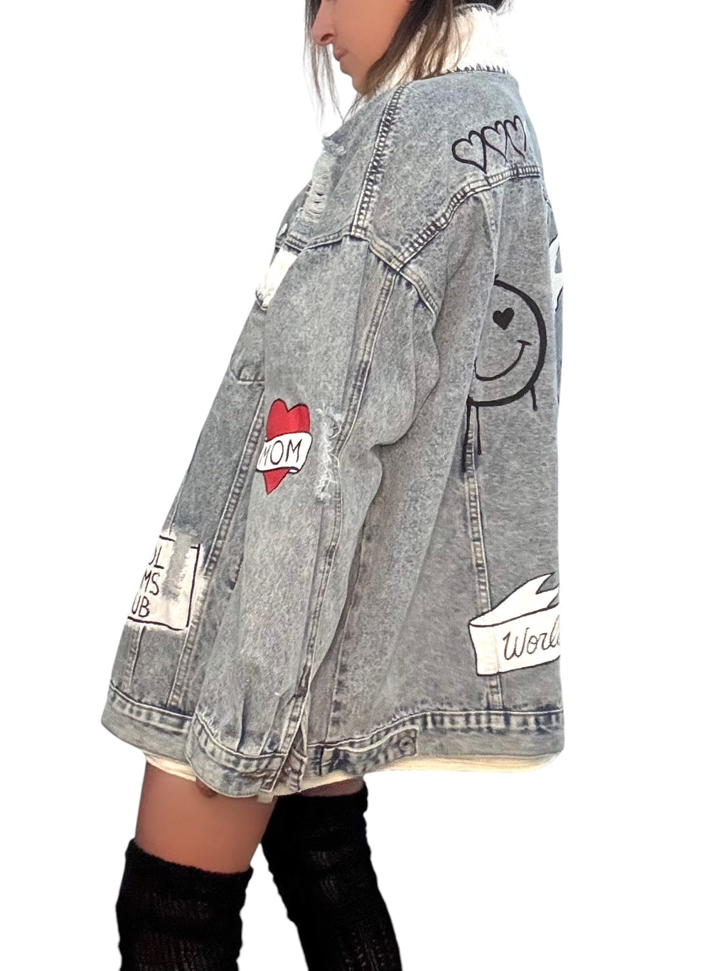 'Queen Mom' Painted Denim Jacket