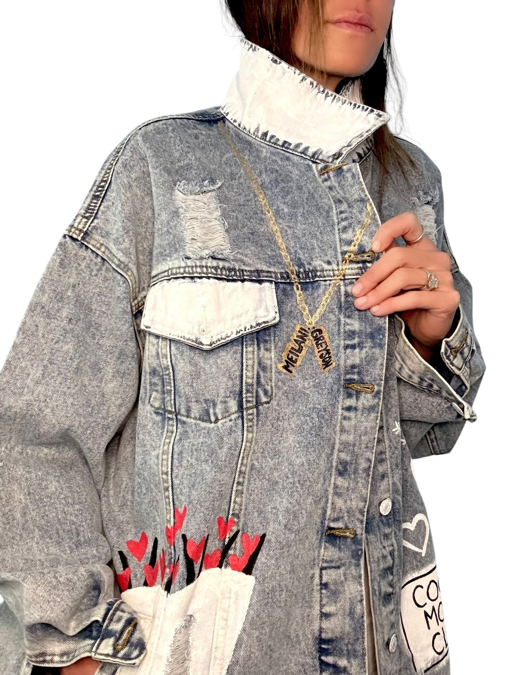 'Queen Mom' Painted Denim Jacket