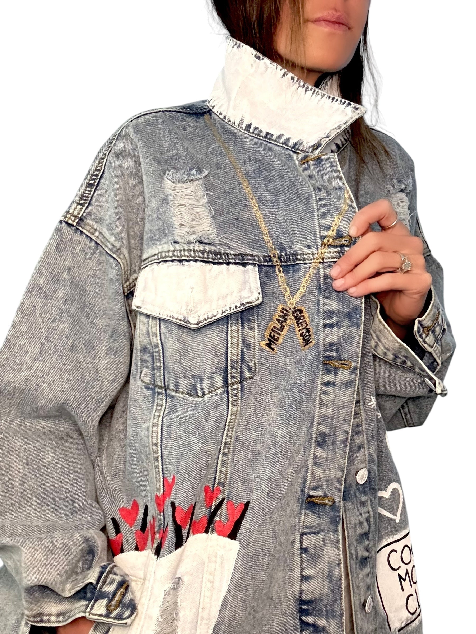 'Queen Mom' Painted Denim Jacket