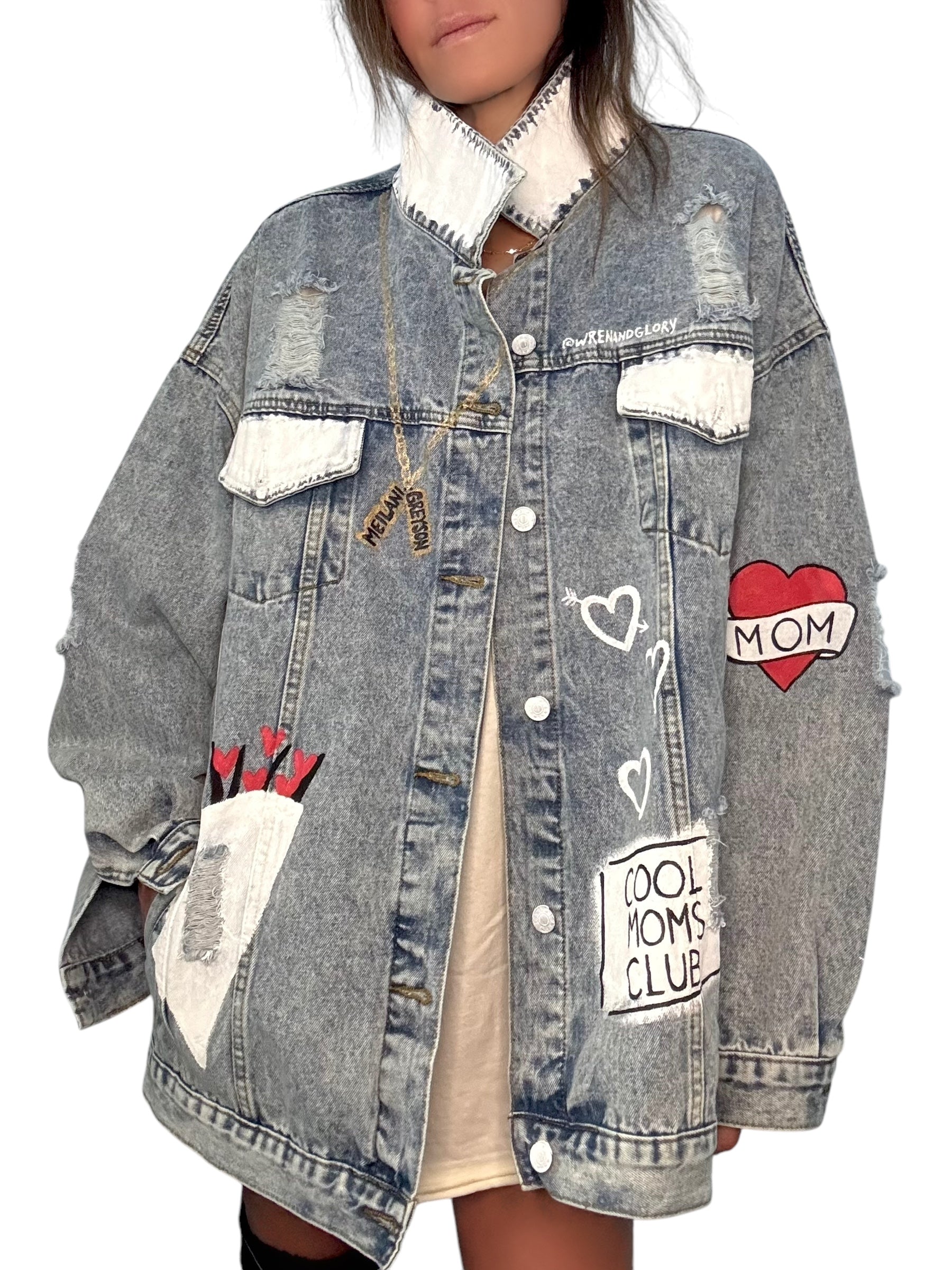 'Queen Mom' Painted Denim Jacket