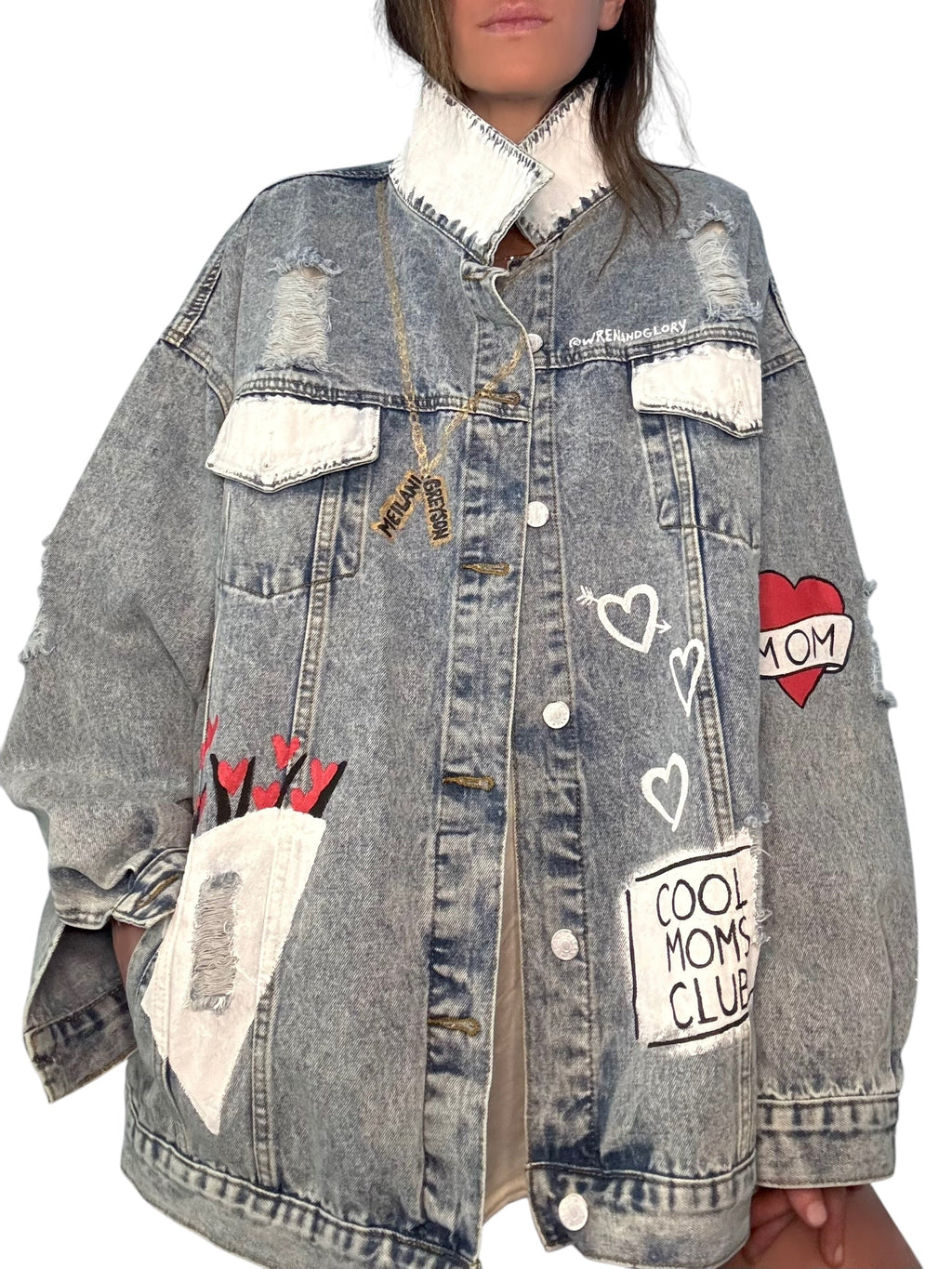 'Queen Mom' Painted Denim Jacket