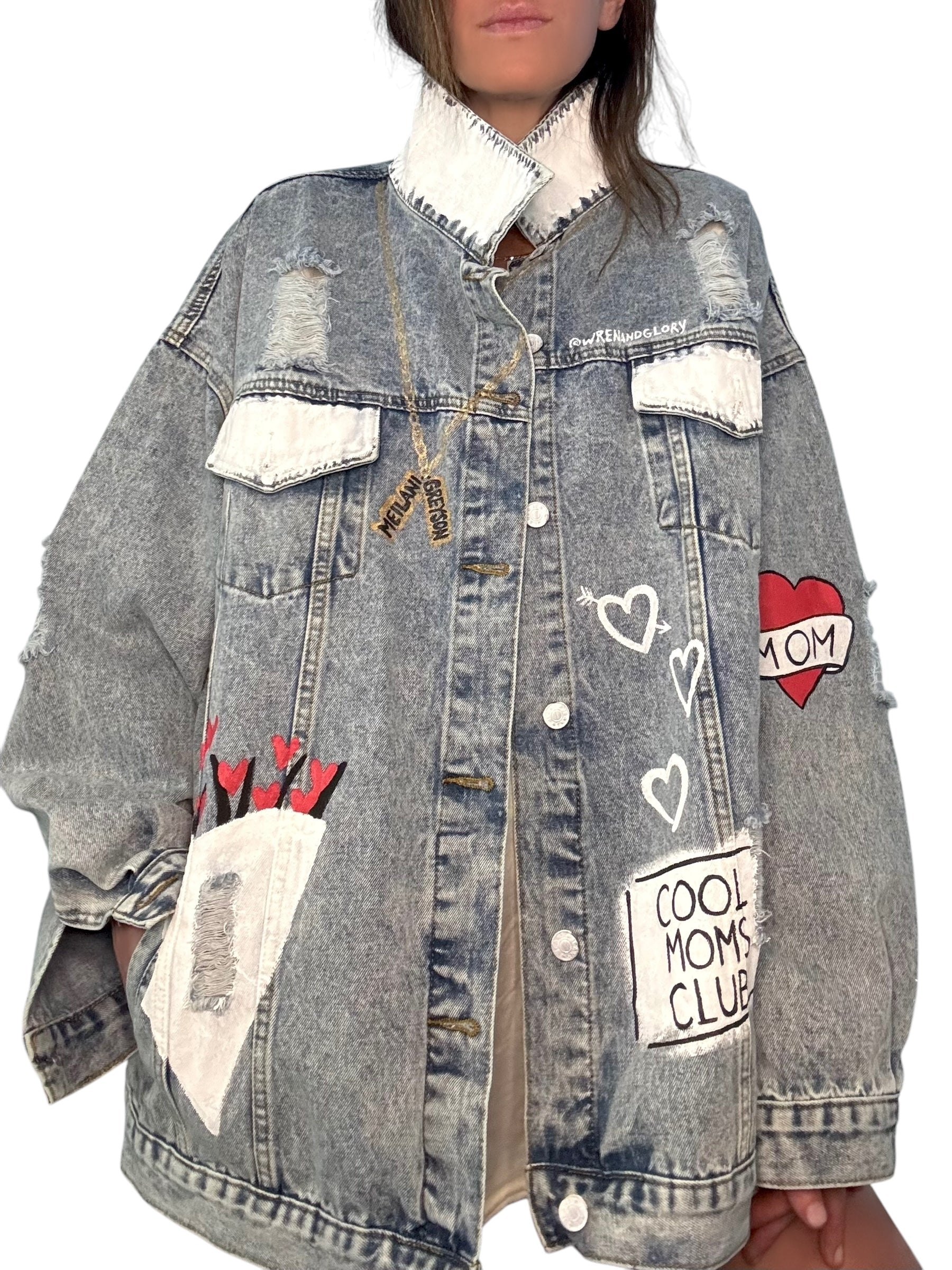 'Queen Mom' Painted Denim Jacket