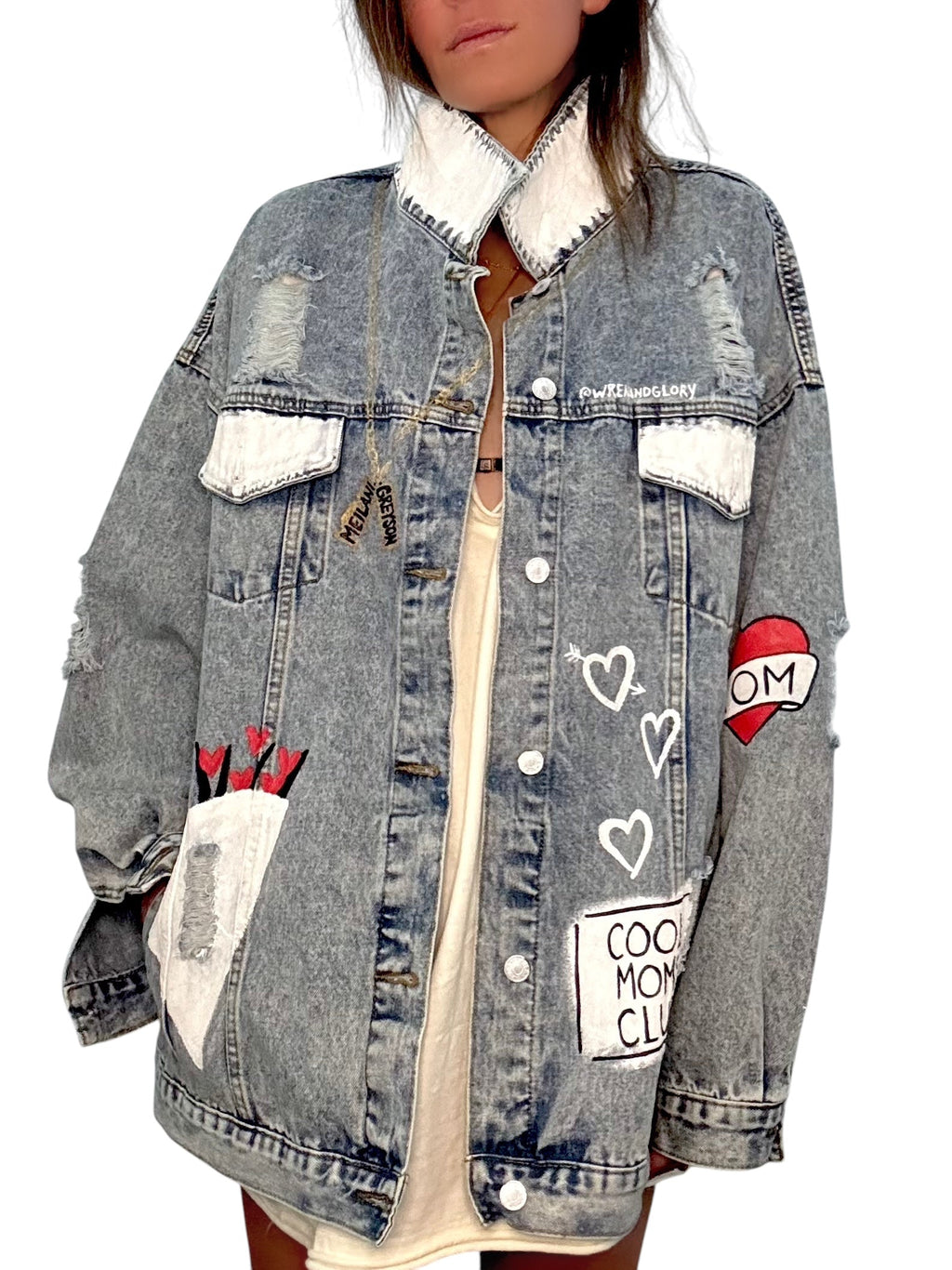 'Queen Mom' Painted Denim Jacket