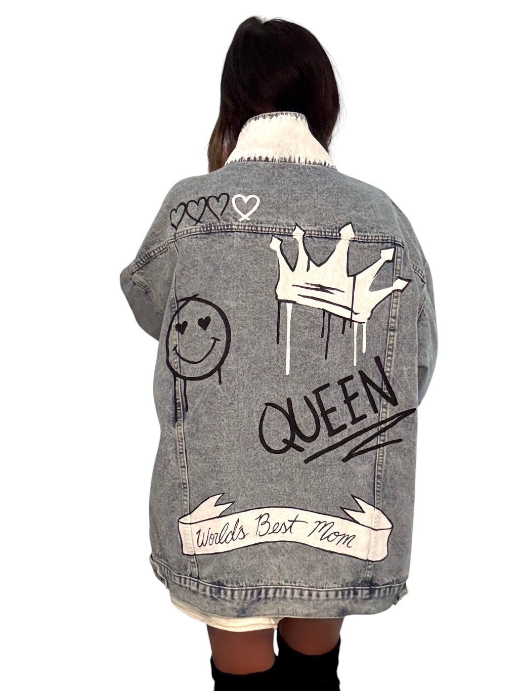 'Queen Mom' Painted Denim Jacket