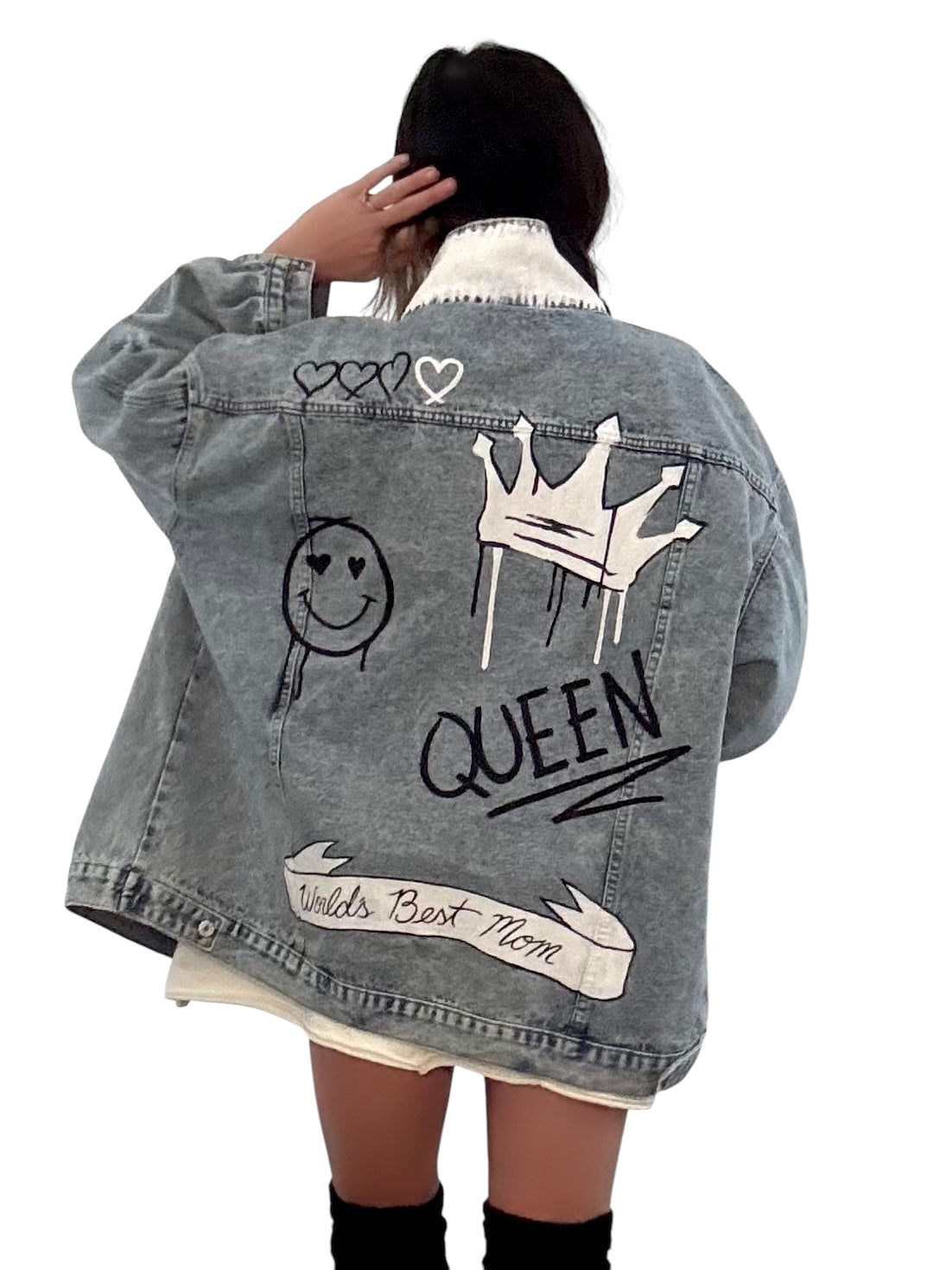 'Queen Mom' Painted Denim Jacket