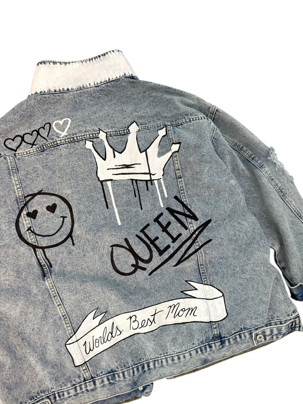 'Queen Mom' Painted Denim Jacket