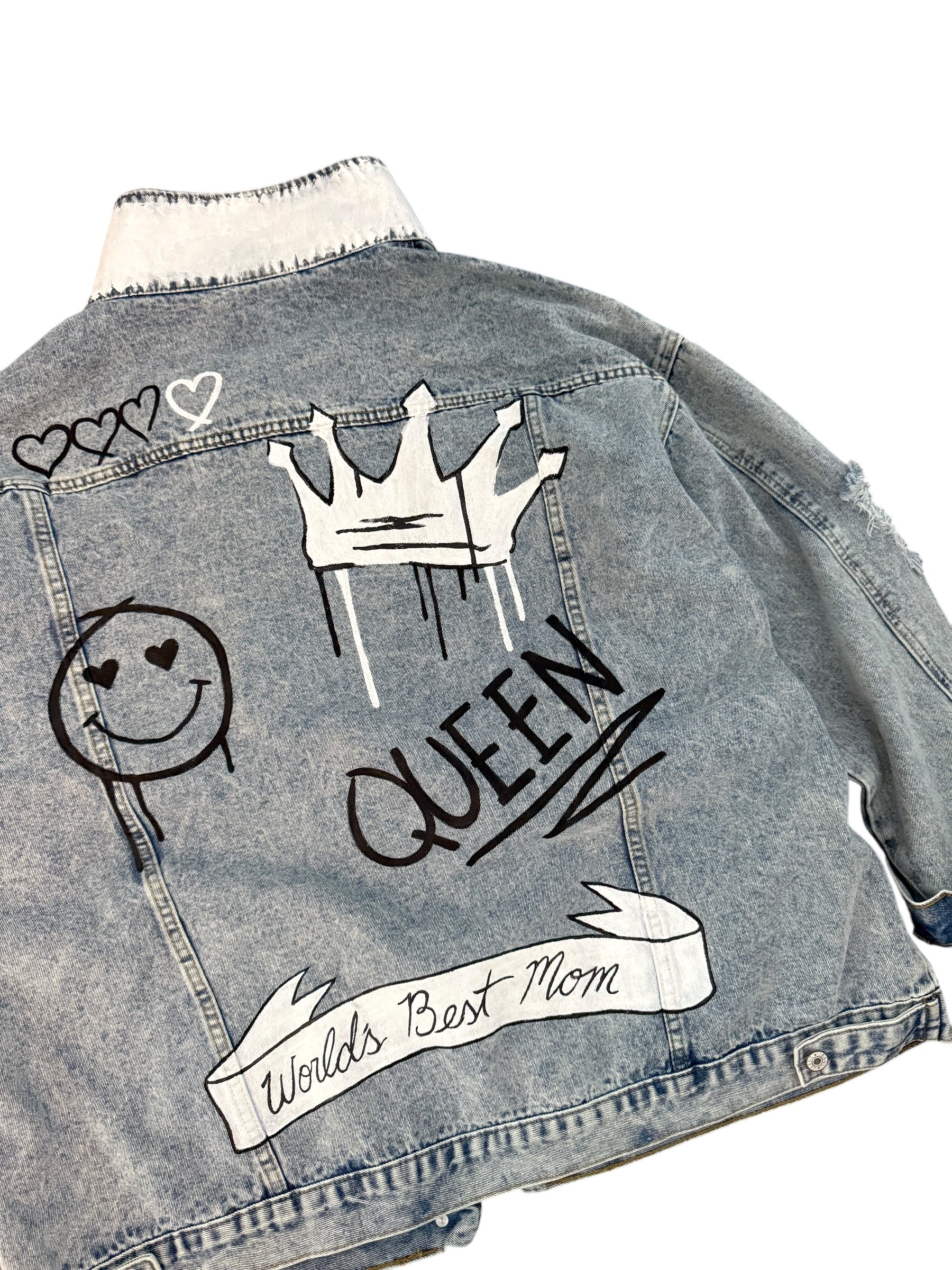 'Queen Mom' Painted Denim Jacket