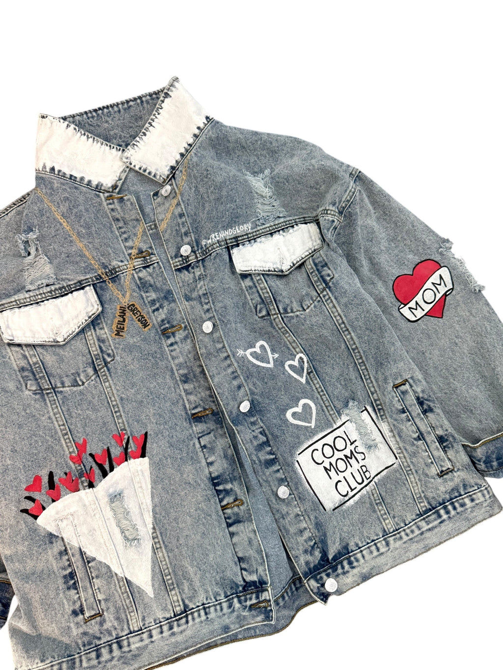 'Queen Mom' Painted Denim Jacket