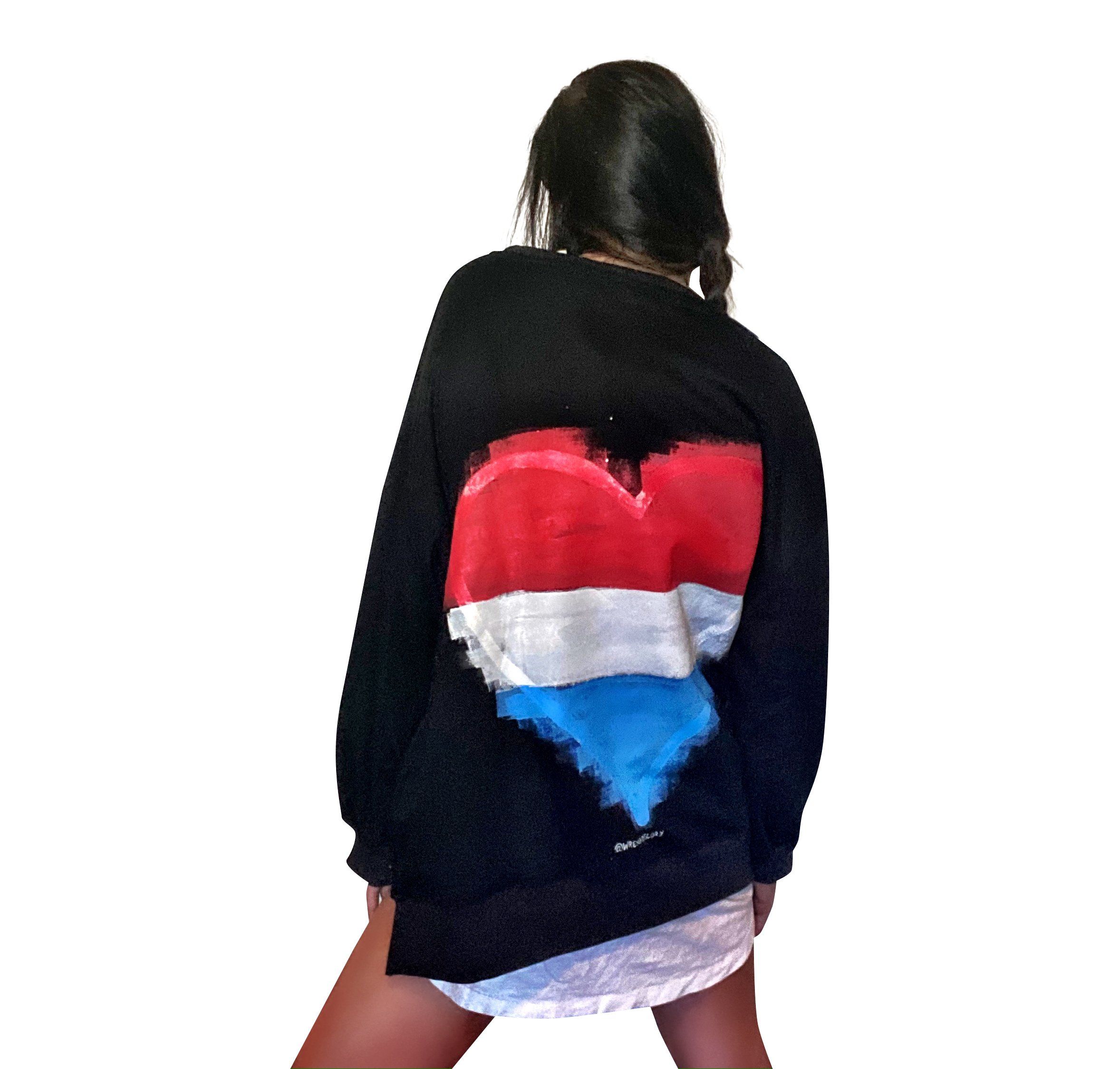 'RED, WHITE & BLUE LOVE' PAINTED SWEATSHIRT