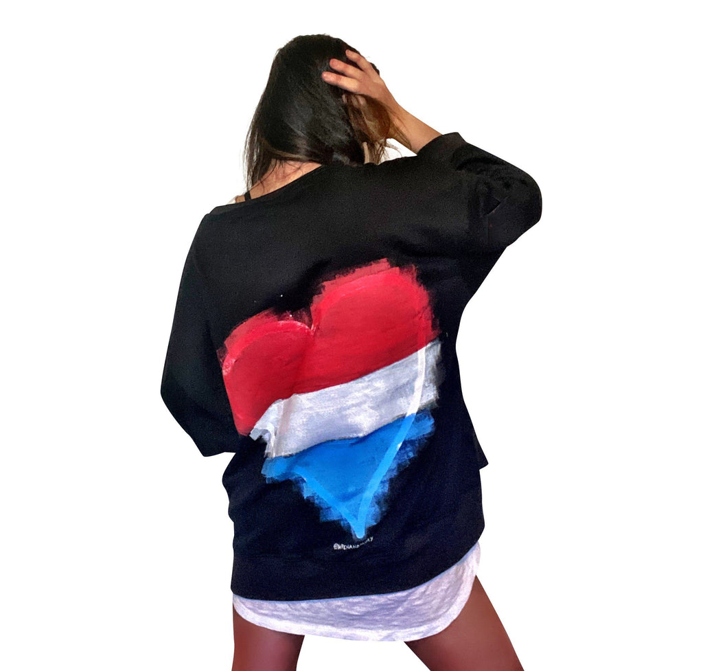'RED, WHITE & BLUE LOVE' PAINTED SWEATSHIRT