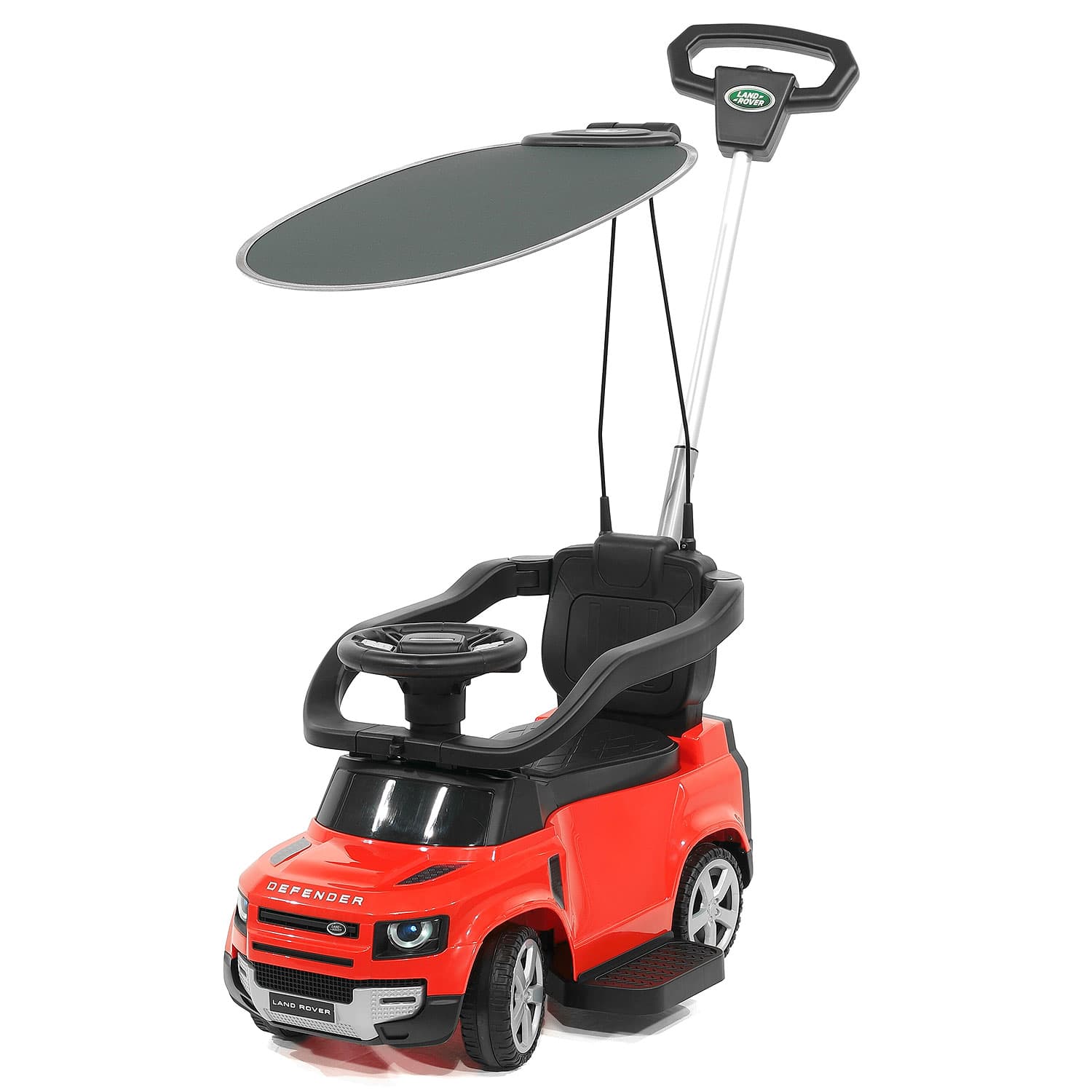 Land Rover Defender Kids Ride on Push Car with Sunshade Canopy | Red