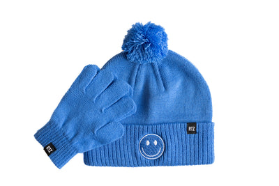 Cobalt Smiley Pom Pom Hat