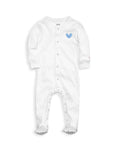 The Organic Snap Footie [White with Blue Heart]