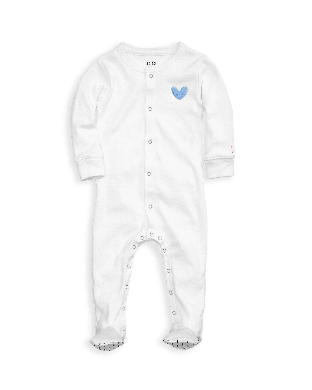 The Organic Snap Footie [White with Blue Heart]