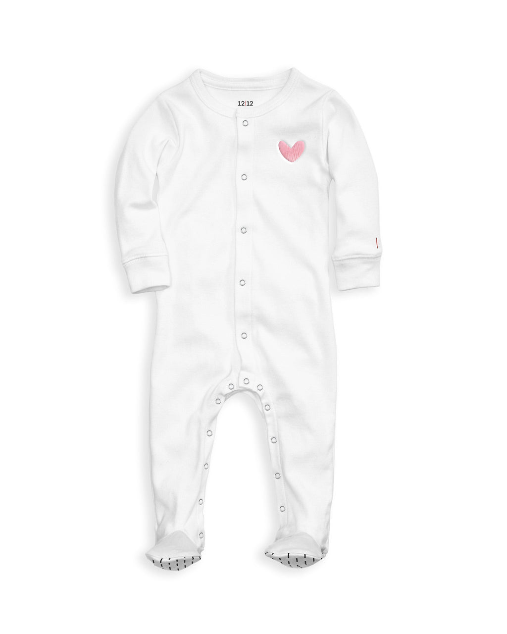 The Organic Snap Footie [White with Pink Heart]