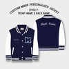 Personalized Kids Sweatshirt Varsity Jacket NAVY/WHITE