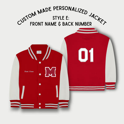Personalized Kids Sweatshirt Varsity Jacket RED/WHITE