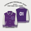 Personalized Kids Sweatshirt Varsity Jacket PURPLE/WHITE