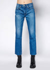 Farrah Mid Rise Kick Flare Jeans - Cut-Off Hem