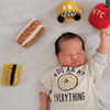 New York City Baby Gift Set - Organic Newborn Toy Rattles | Taxi, Metro Card, hot dog & Apple