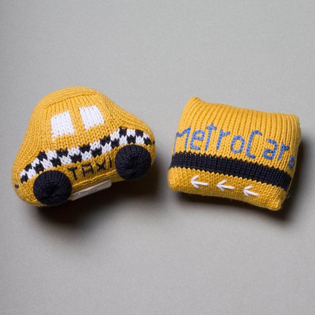 Organic Baby Taxi Toy Gift Set - MetroCard & Taxi Rattles
