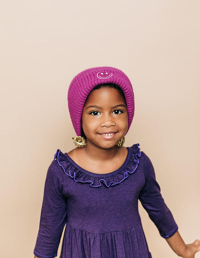 Boysenberry Smiley Beanie