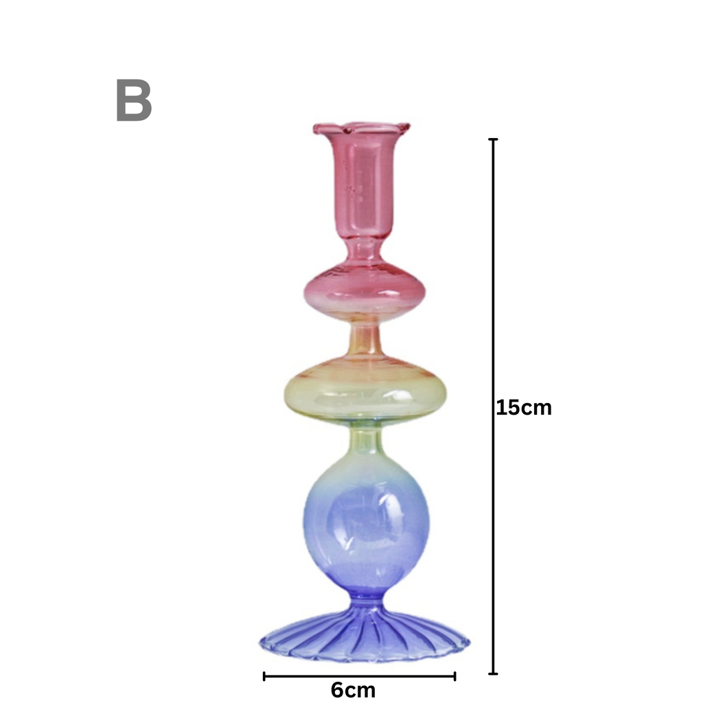 Three Colors Glass Candlestick Holder