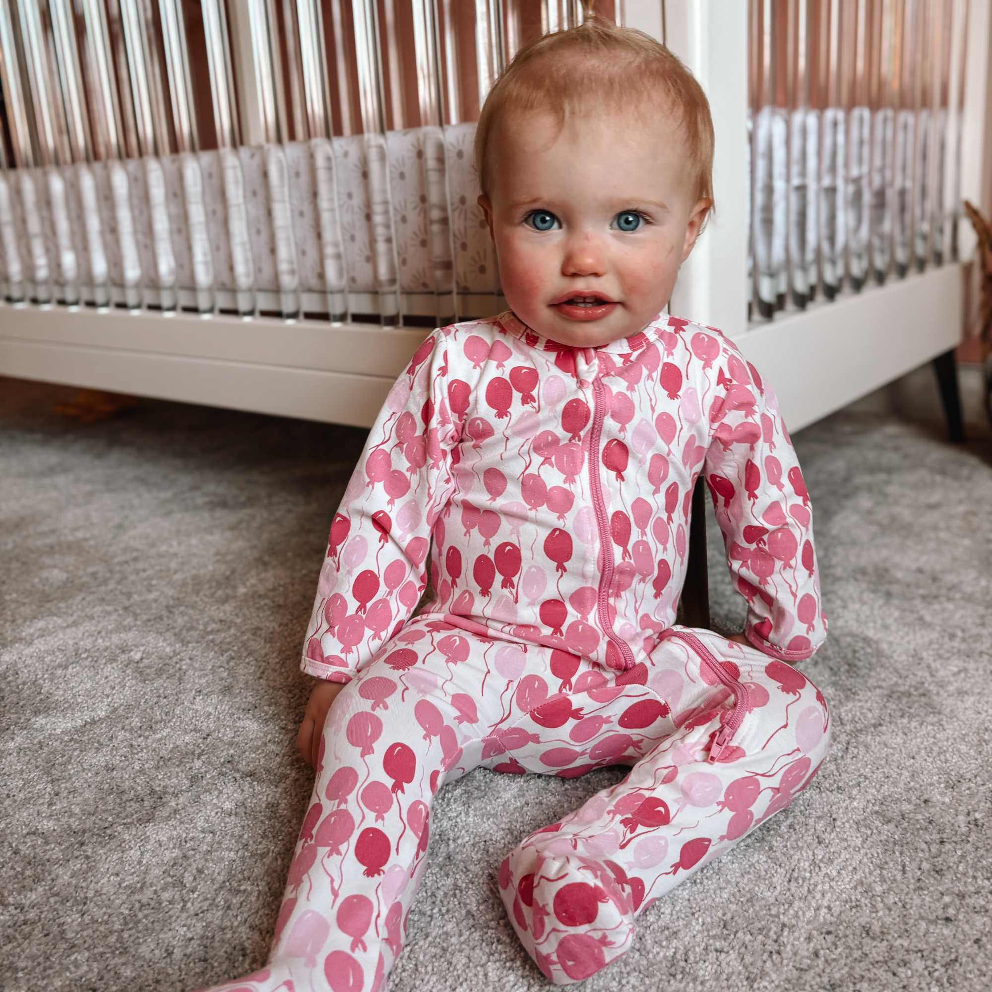 Organic Footie - Pink Balloons