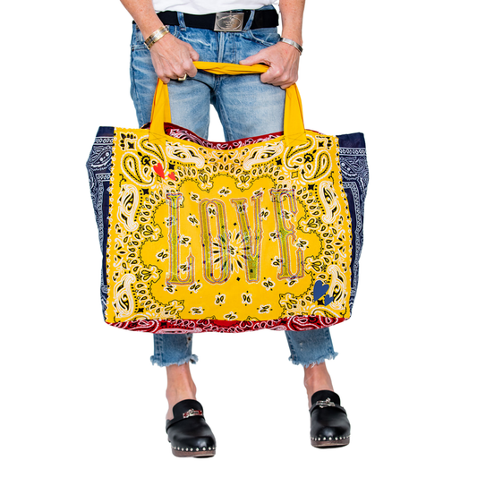 LOVE  Reversible Bandana Large Tote Shopper Multicolor