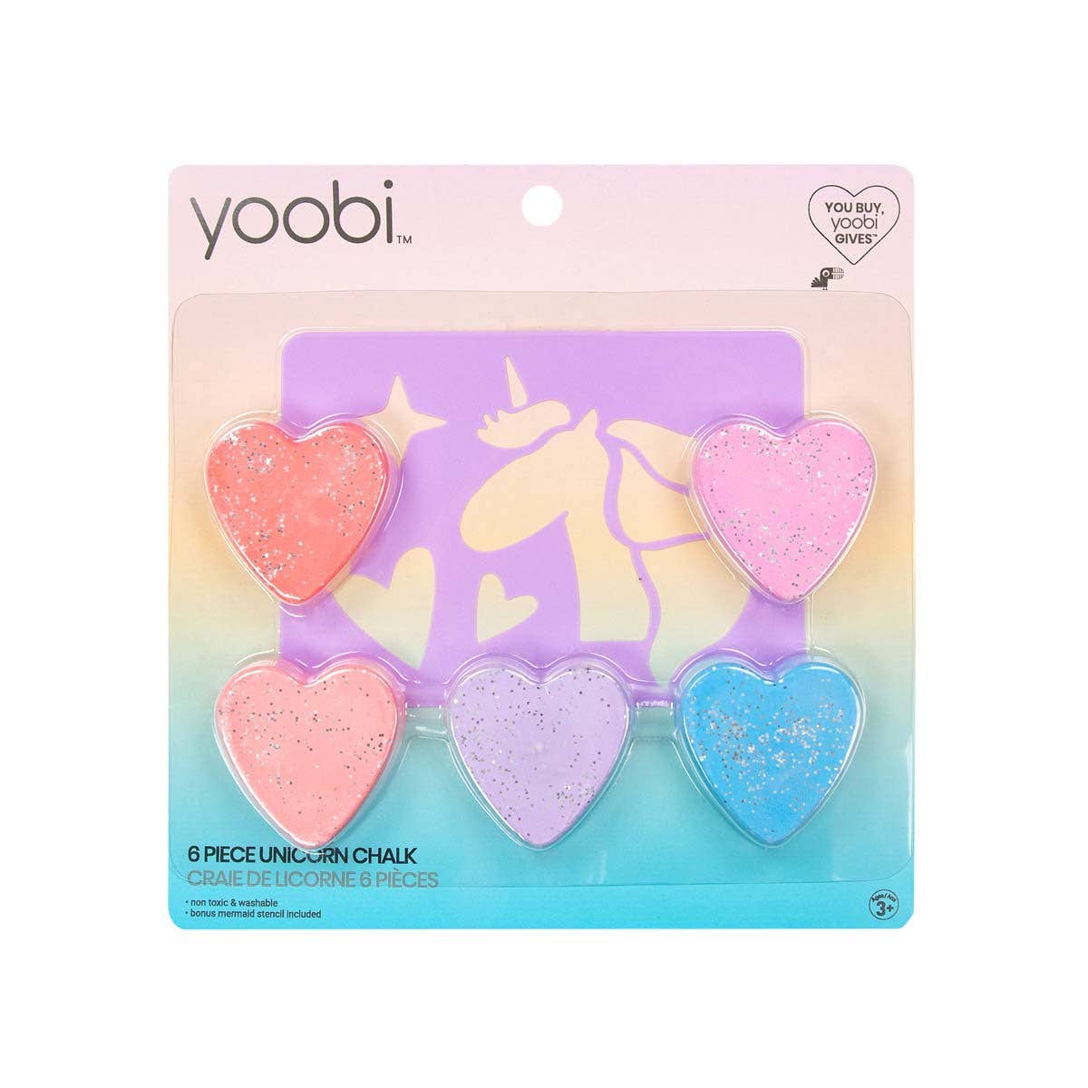 Yoobi Novelty 6pc Chalk and Stencil Set  Unicorn