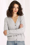 Frayed Cable Cardigan - grey