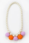 Purple and Orange Pom Pom Necklace