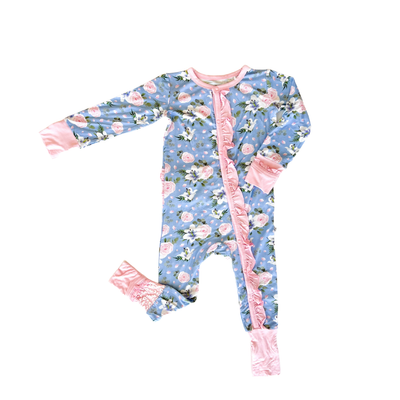 Lillian Floral Bamboo Convertible Snap Footie
