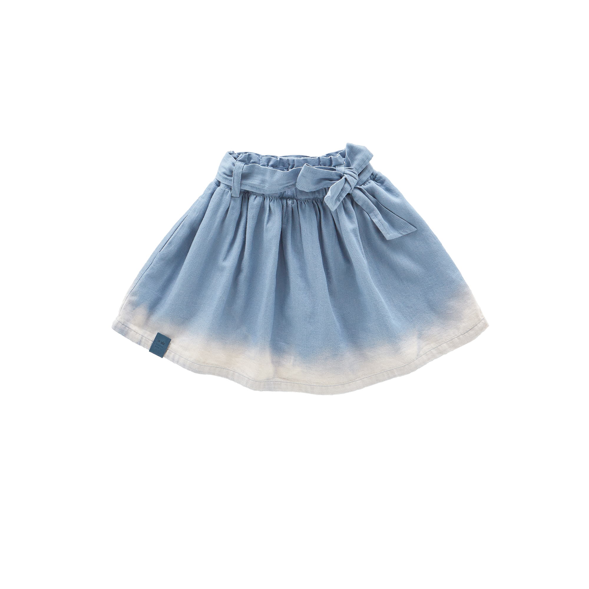 Denim Skirt with Belt - Light Blue Chambray