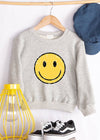 KIDS DISTRESSED SMILE FACE GRAPHIC SWEATSHIRTS