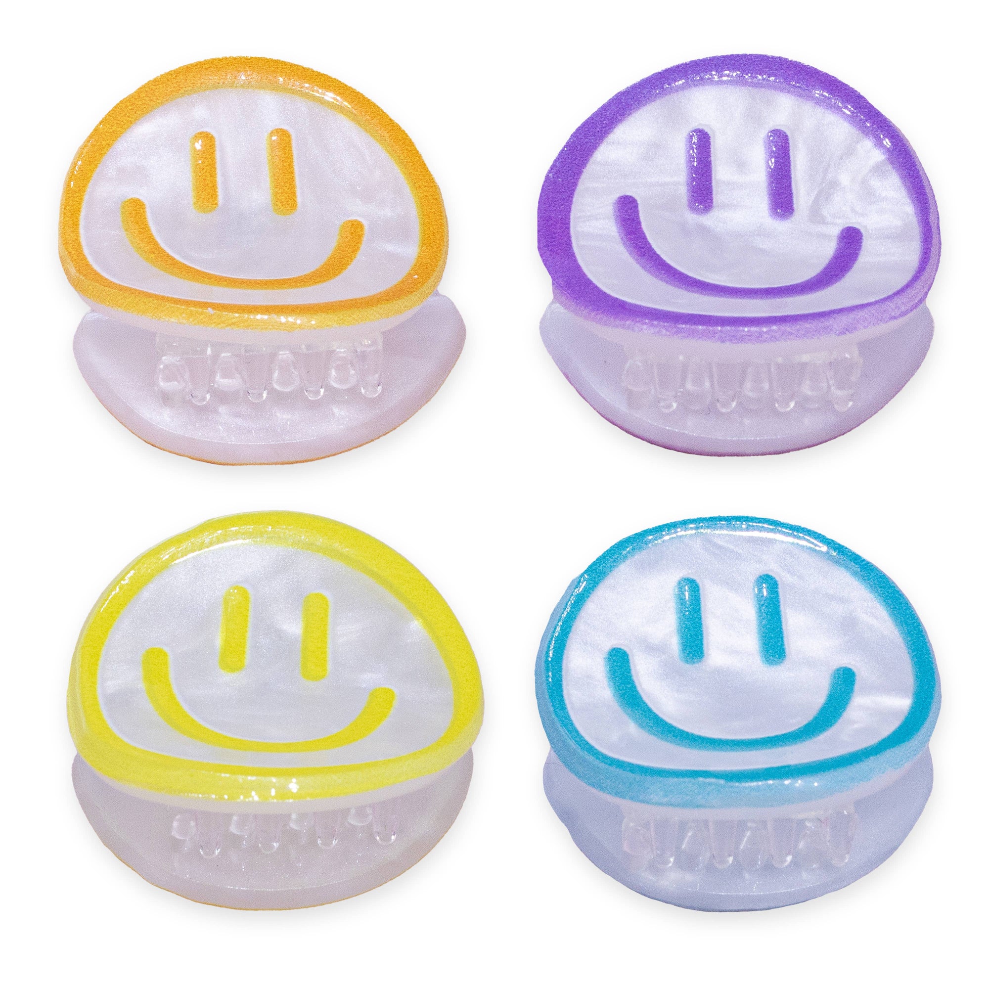 Small Emoji Smiley Face Hair Claw Clips - 4 Pack