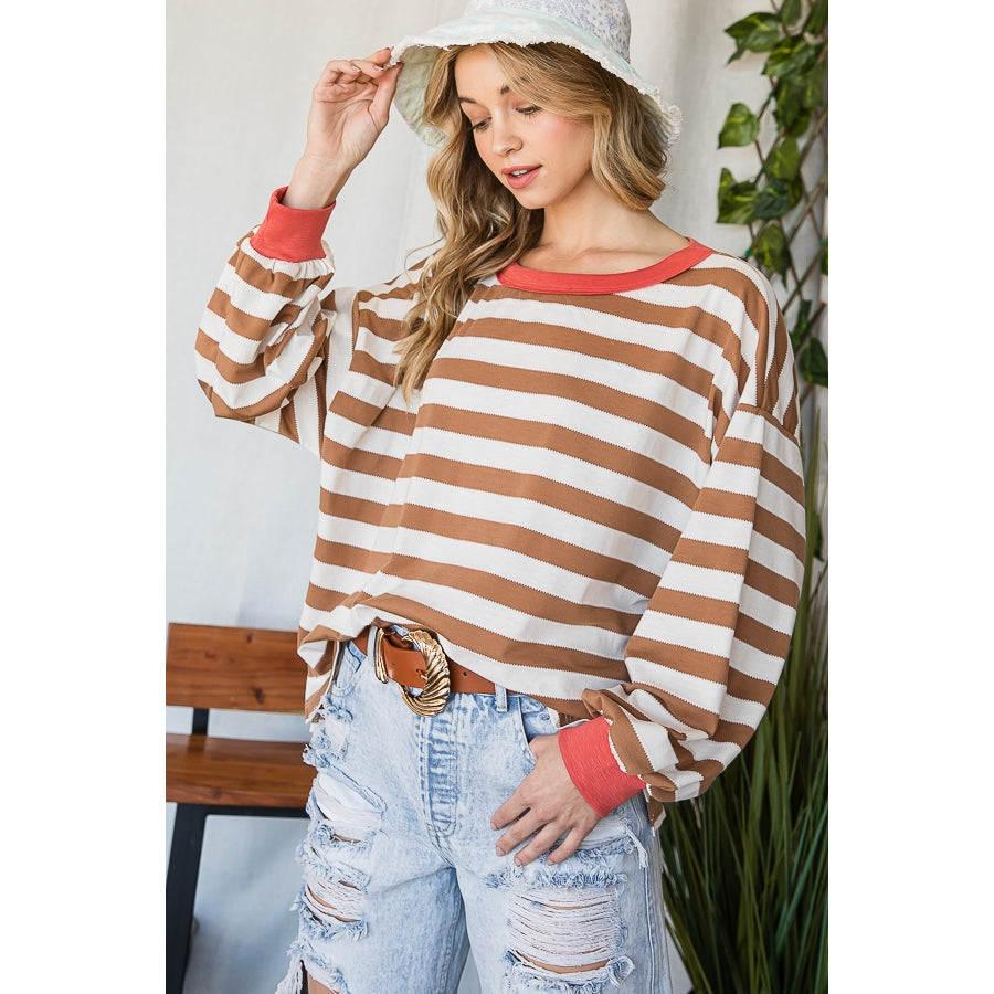 Oversized Stripe Print Sweatshirt Top