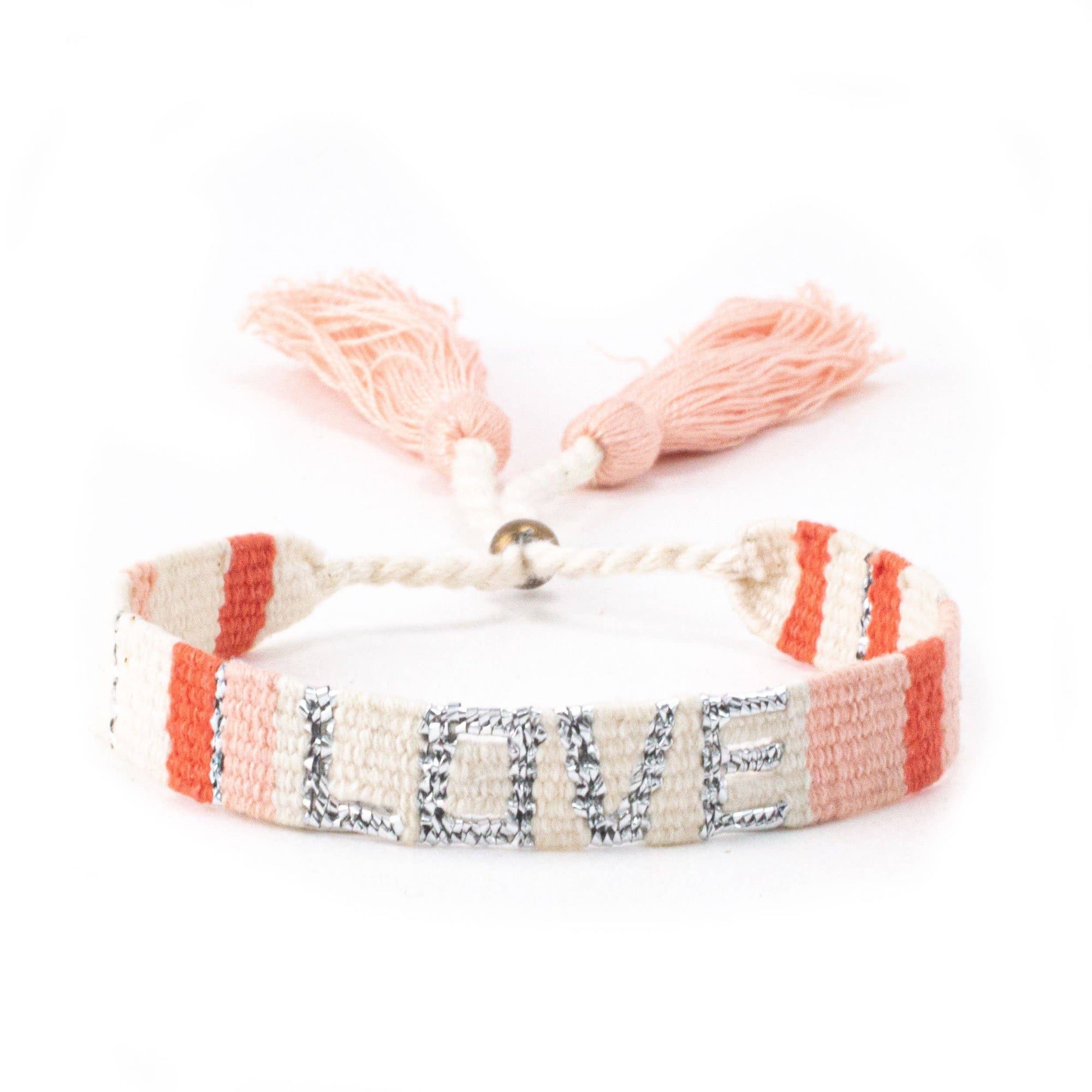 Atitlan Love Bracelet - White, Peach & Orange