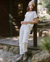 Boxy Crew Cream (Ditsy Floral)